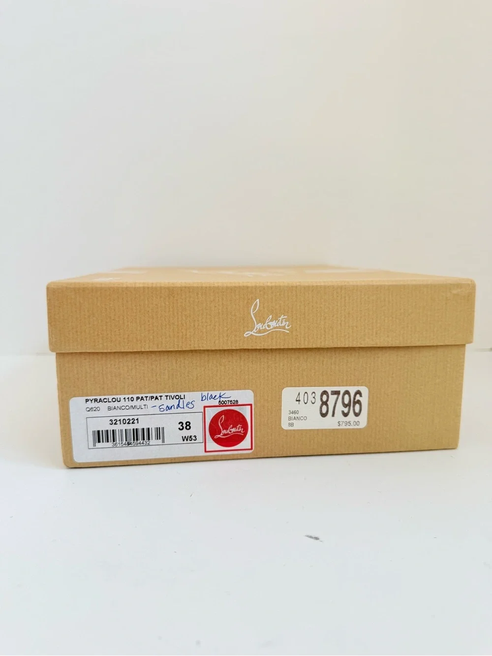 Christian Louboutin Pyraclou 110 Tivoli Gold Stud Espadrille Wedge Sandals 38